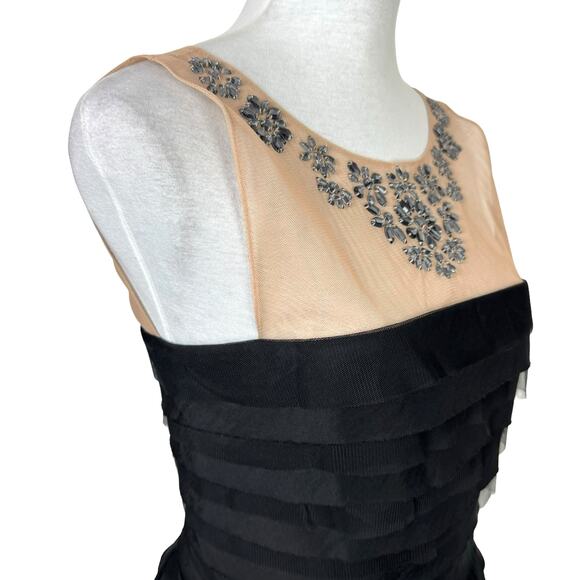 Bcbgmaxazria Marina Embellished Sleeveless Black Tiered A-line Skirt Party Dress - Picture 7 of 12